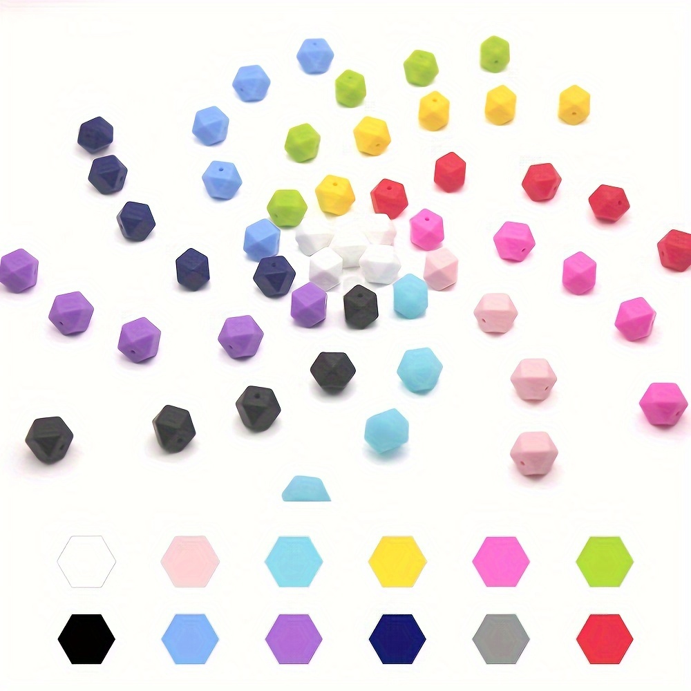 

20/50pcs 14mm Assorted Colors Hexagon Silicone Beads, Non-toxic For Diy Jewelry Making Keychains, Bracelets, Necklaces, Lanyards Crafts Accessories