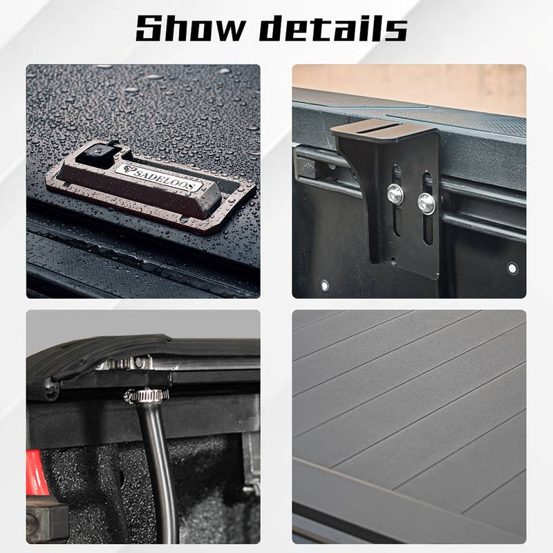 UNIVERSEPARTS 5.5FT 4-Fold Hard Tonneau Cover For 2014-2025 Toyota Tundra TRD Pro – Military Bed, Black