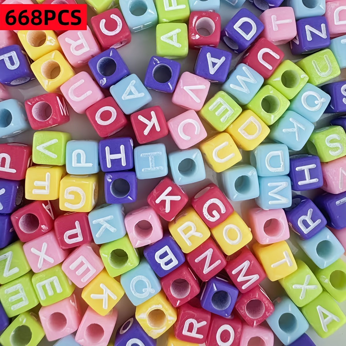 TEMU 668 pz Perline Alfabeto Quadrate 3D 6mm - Lettere Maiuscole e Minuscole, Compatibili per Creazione di Gioielli Fai da Te, Bracciali, Collane -