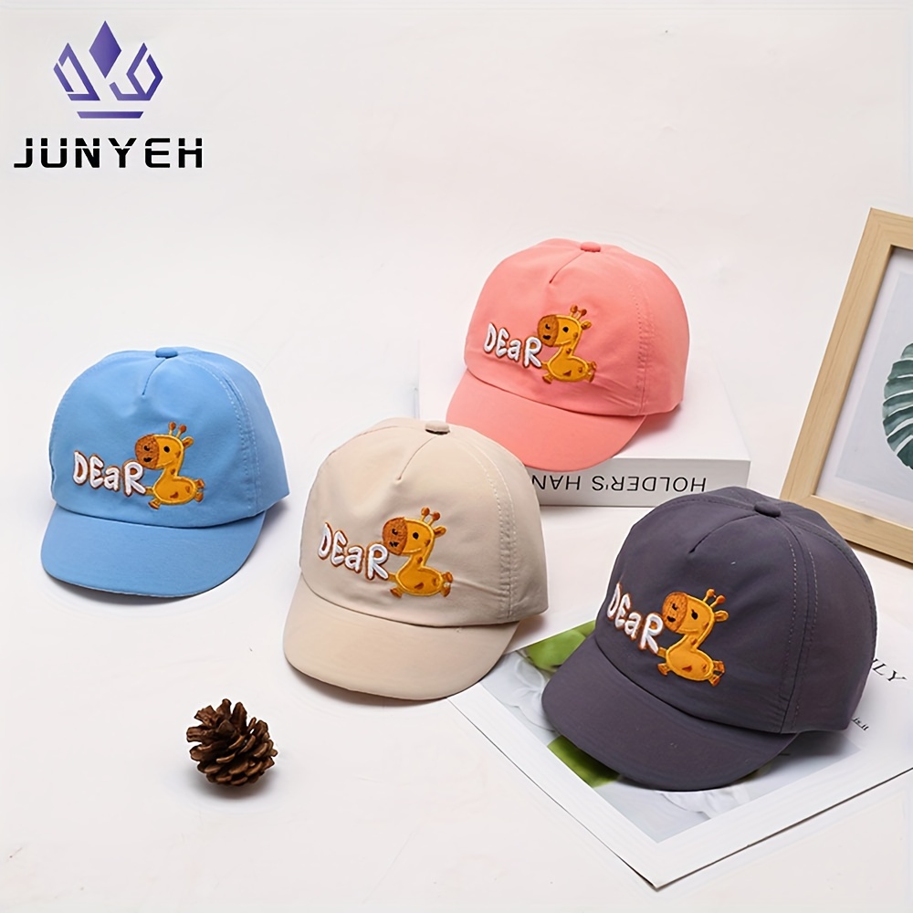 

1pc Spring Autumn Kids Deer Embroidery Baseball Cap, Adjustable Outdoor Sports Cotton Sun Hat, For Boys Girls
