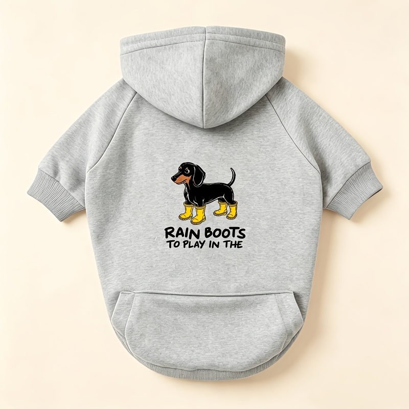 Yellow Rain Boots Dachshund Print Pocket Sweatshirt