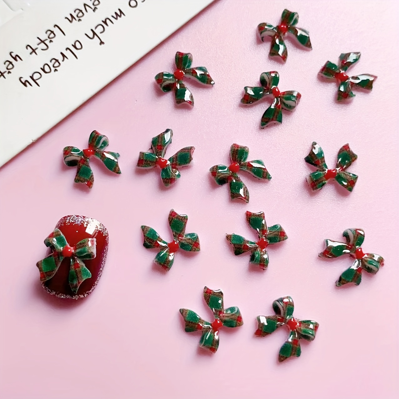 

30pcs Christmas Nail Art Set - 3d Bowknot Charms, Diy Manicure Decorations For Nails, , Nail Accessories