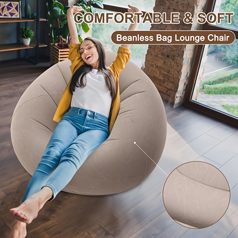 1pc sac de haricot moderne confortable gonflable - en pvc durable, adapté , à coucher, létude, lutilisation intérieure et extérieure, design pliable, facile à , pas besoin de recharge - disponible en /vert/rouge. détails 5