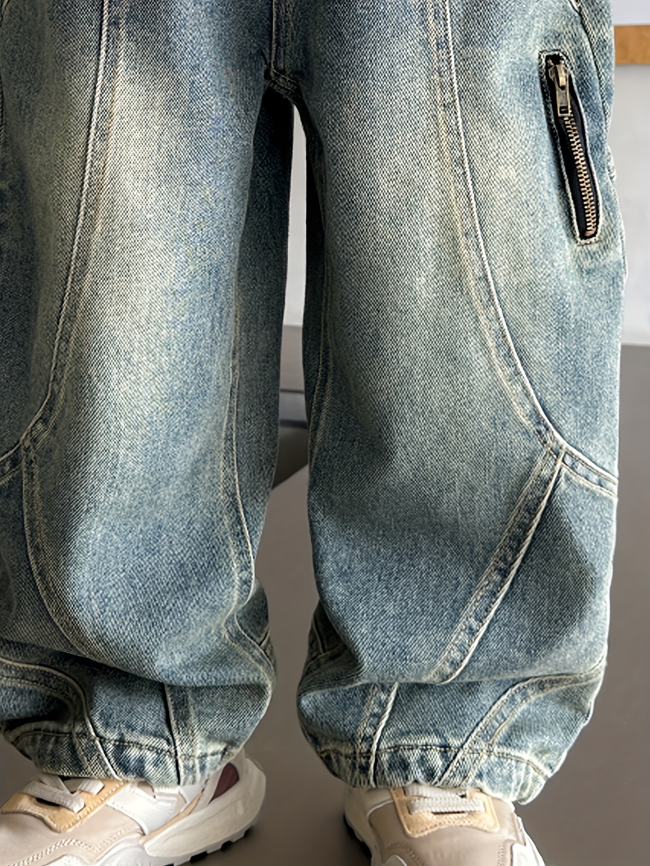 Pantalon Jean Garçon Coupe Ample Baggy - Denim Vintage, Taille Élastique, Poches Cargo (120-170 Cm) - 7