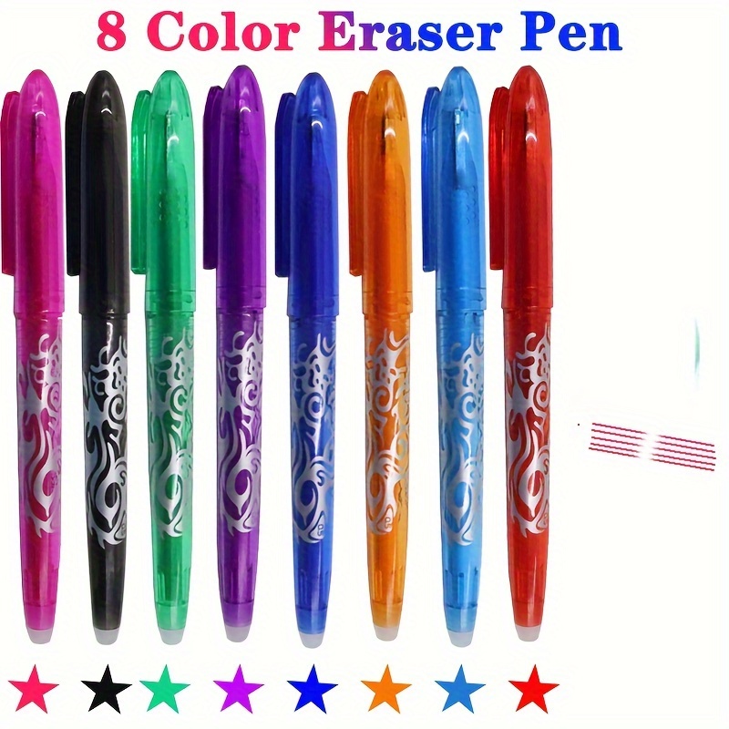 

Pilot Erasable Gel Pens Set Of 8, Mix 0.5mm Tips, Multiple Colors: Red, Purple, Green, Blue, Black, Orange, Sky Blue, Rose Red - Ideal For Art, Drawing, Writing, And Office Stationery