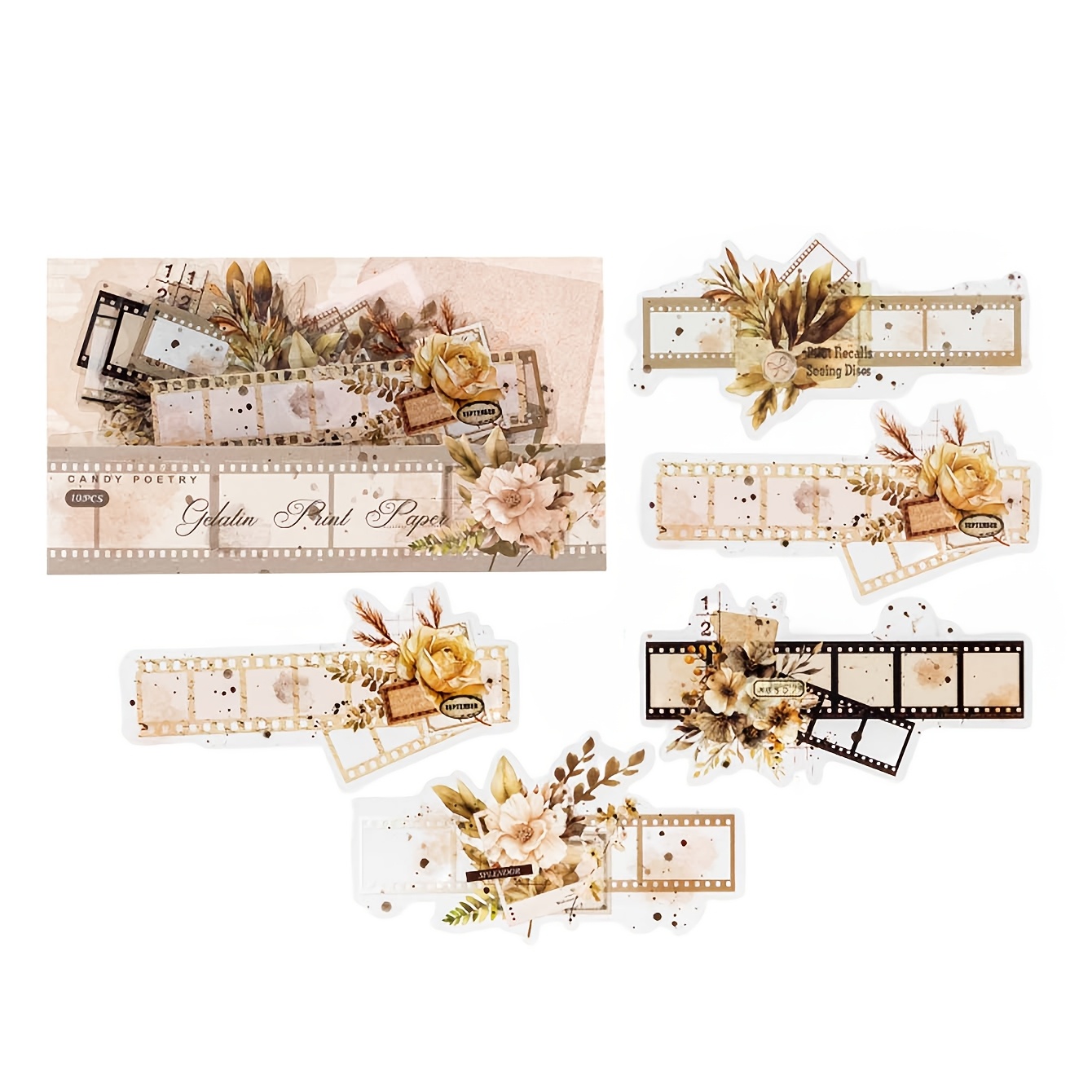 TEMU Lot de 10 autocollants floraux vintage style pour la décoration de journal, agenda et album photo