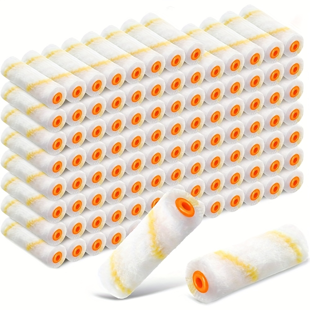 120pcs 4 Inch Paint Roller Covers Small Roller Nap With Roller Frame Kit Mini Paint Rollers For House Painting Wall Painting Tools