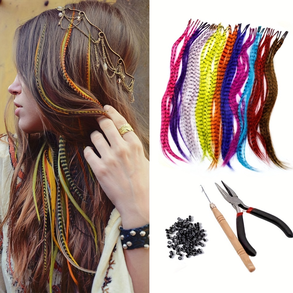 Synthetic Colored Faux Feather Hair Extensions 40.64cm 20 Strands Pack Women s Heat Resistant Fiber Wig Accessories For Music Festival