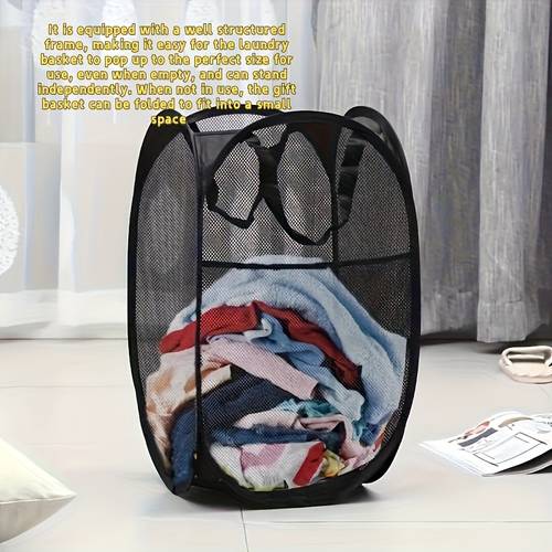 1pc camping sleeping bag storage bag foldable mesh laundry basket space saving design suitable for home travel and storage laundry basket foldable dirty clothes basket hand held mesh dirty clothes basket household storage basket