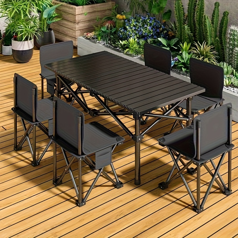 q3y outdoor folding table and chair set for 6 family   complete portable folding chair set with storage bag for camping