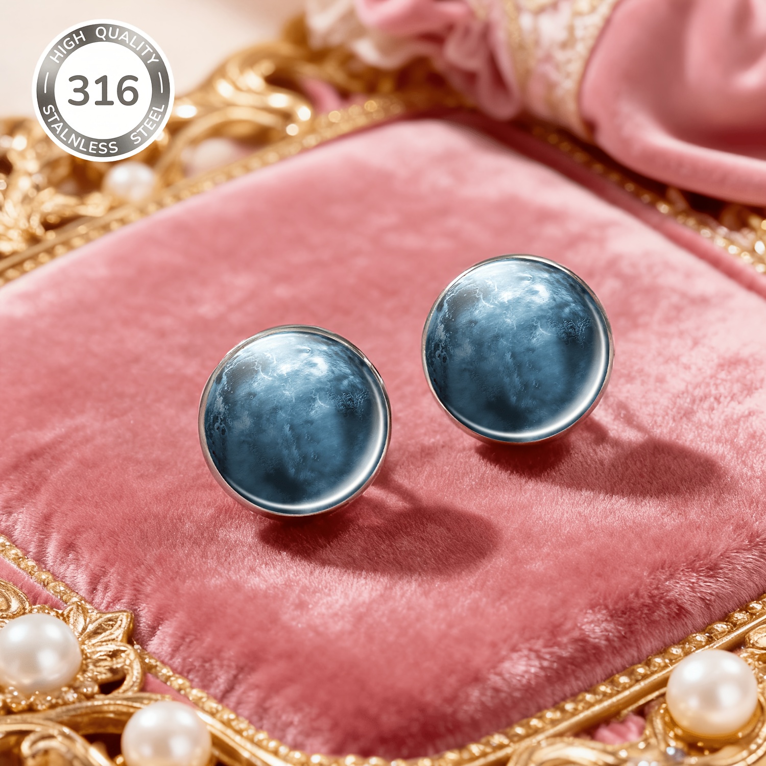 2-Pack 316 Stainless Steel Round Studs, Frost Planet Design