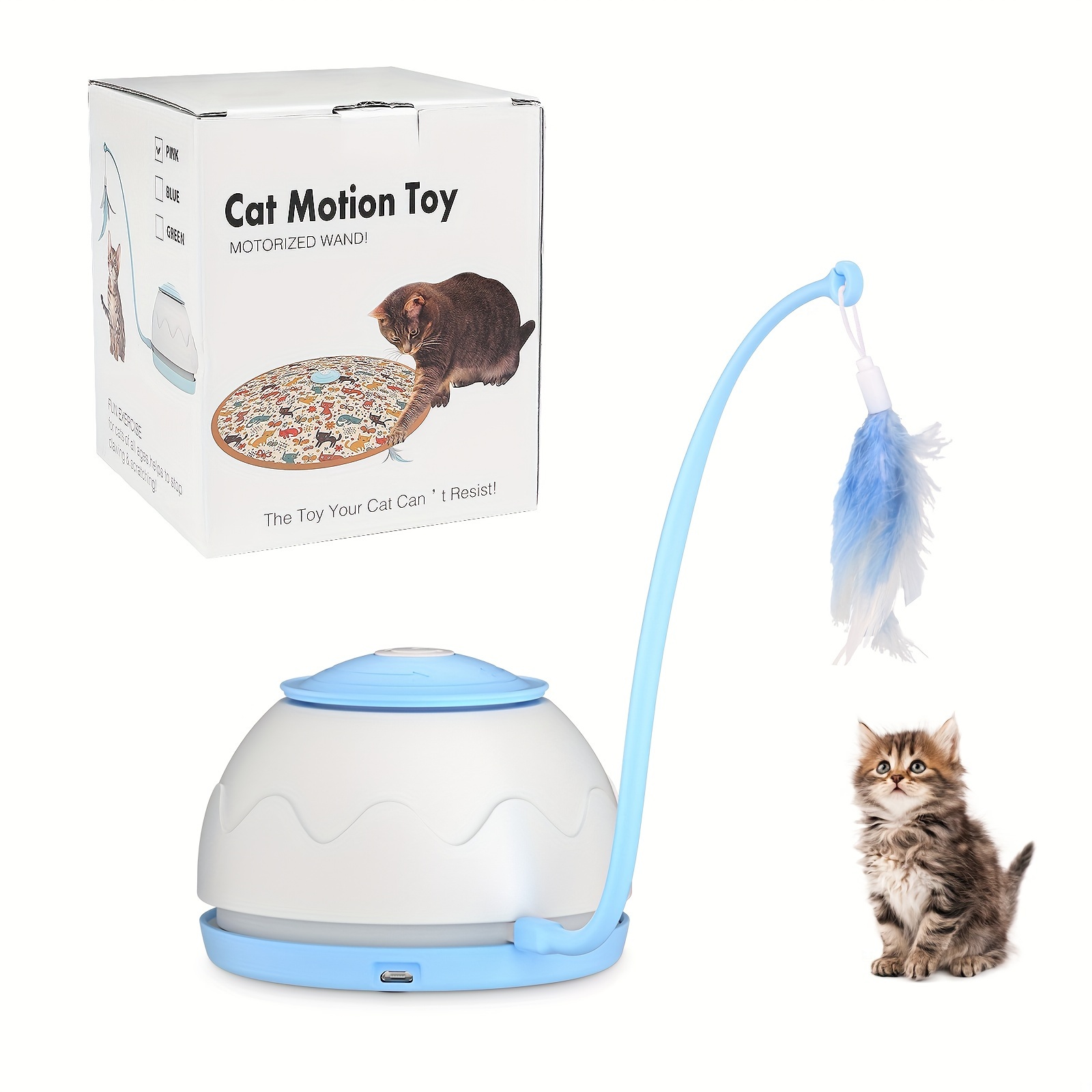 Rechargeable Motion Activated Interactive Cat Toys For Indoor Cats, Long  Lifetime Motor Cat Chasing Toy For Exercise/Moving Butterfly/Feather Wand  Kit