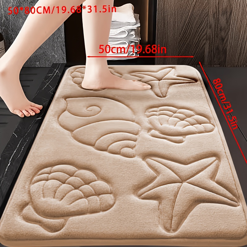 TEMU 1pc Quick-dry Memory Foam Bath Mat, Non-slip Soft Comfortable Rug, Suitable For Kitchen, Bathroom, Bedroom, Living Room - Coral Fleece Fabric