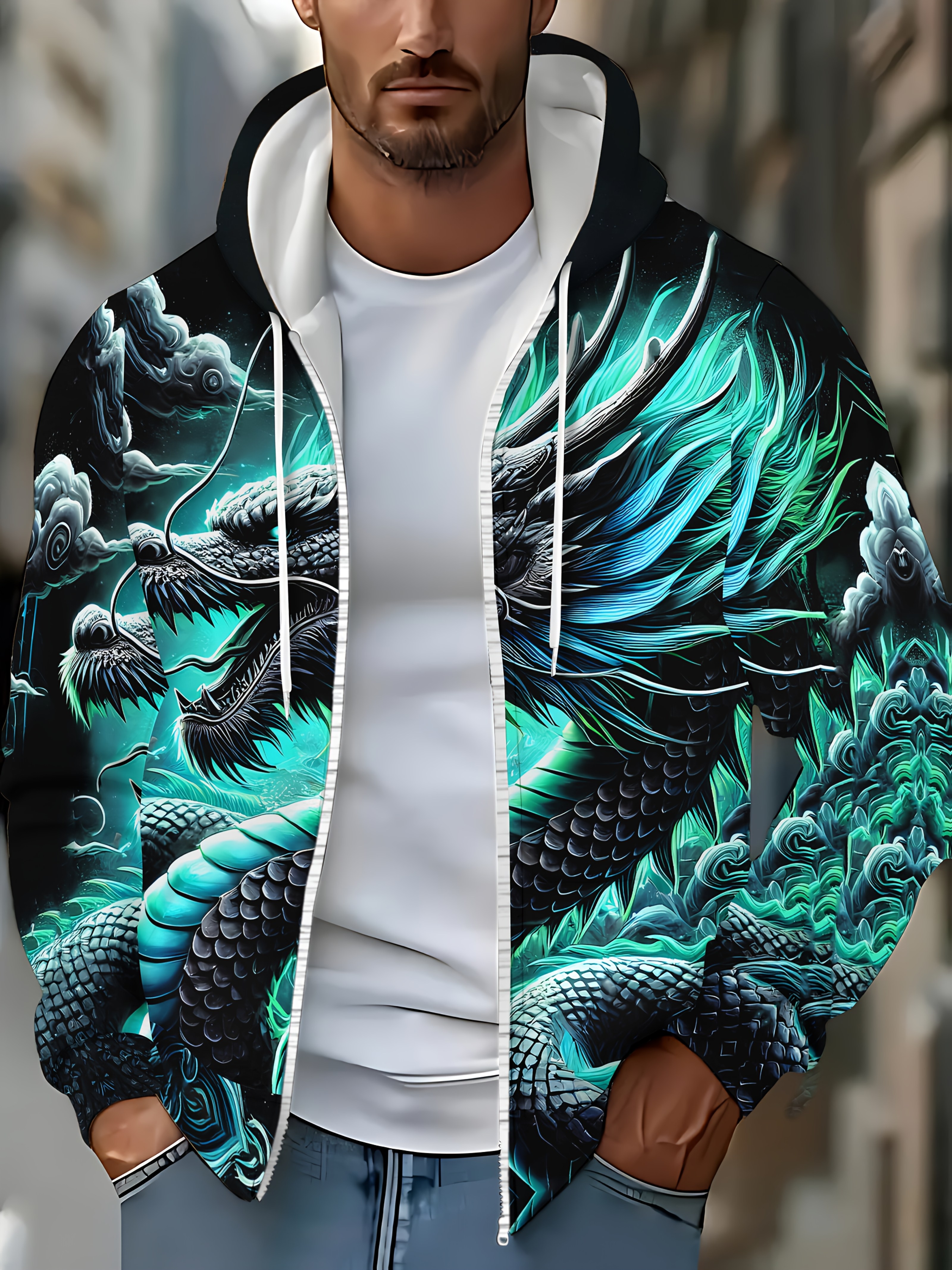 dragon print jacket sold on Temu United States