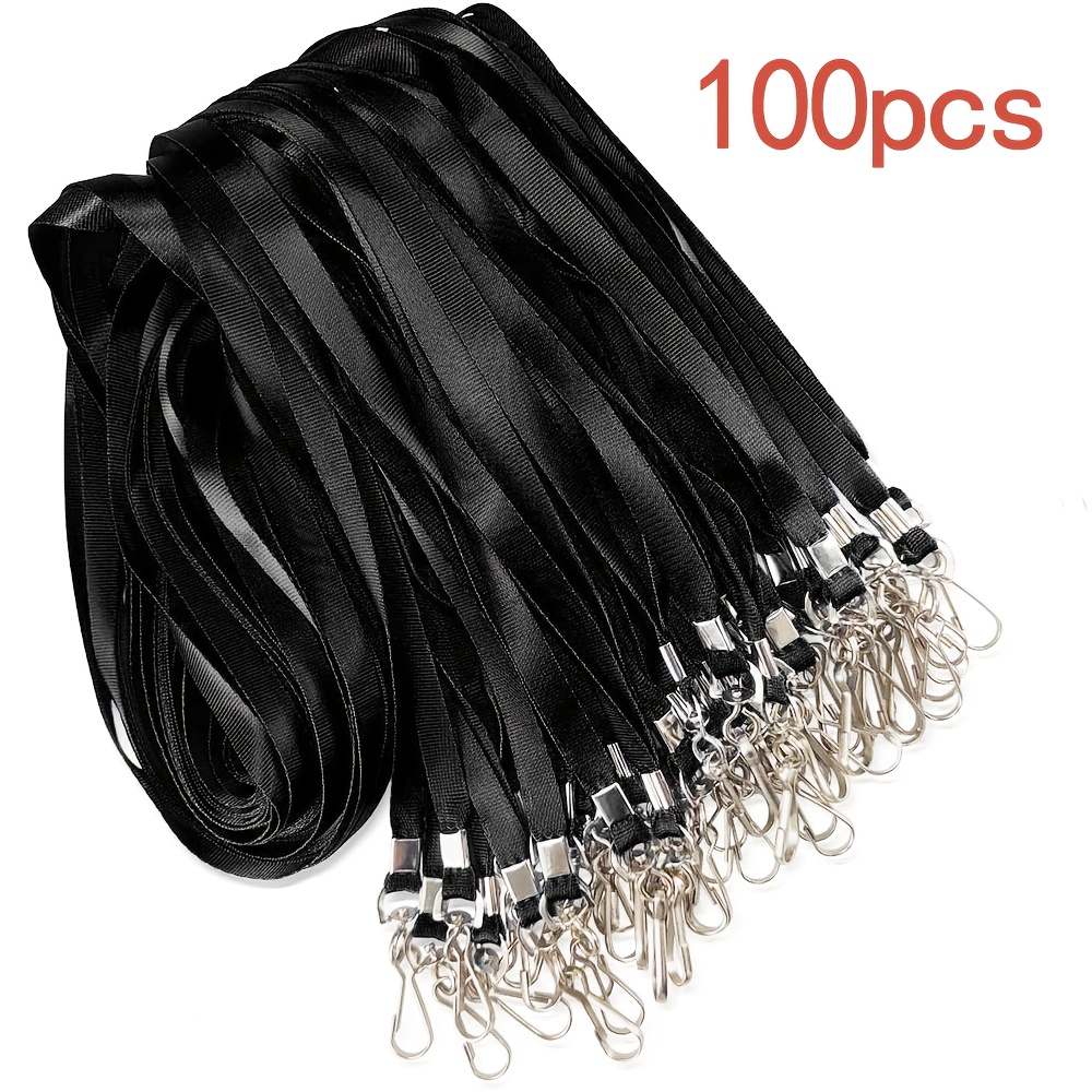 TEMU 2d /100pcs Lanyard Bundle - Durable Flat Lanyards With Swivel Hook And Badge Clip For Id Badges, Name Tags, And Access Control - Long-lasting,