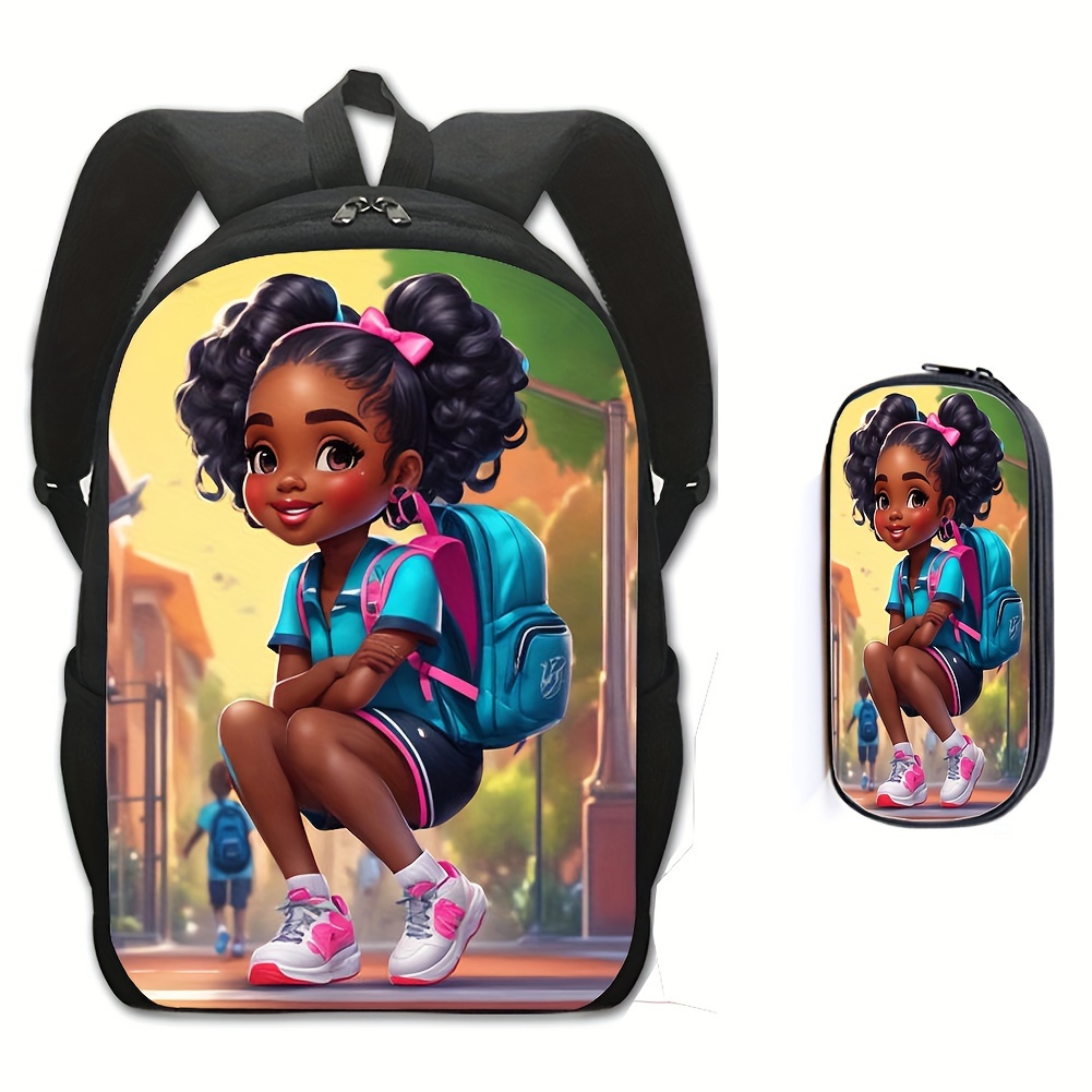 

2-piece Set Stylish Printed Backpacks, Lightweight High Capacity, Ideal For Daily Use, School Days Or Birthday Gifts