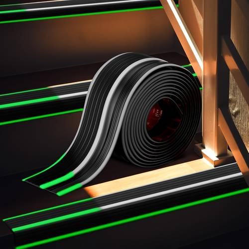 3.05meter Self- Stair Edge Trim Protector - Anti-Slip Rubber Nosing with Strips, Durable Vinyl for Indoor/Outdoor Stairs, , Prevents Slips & , Staircase Safety Accessory, Modern Stair Design, Flexible Stair Cover