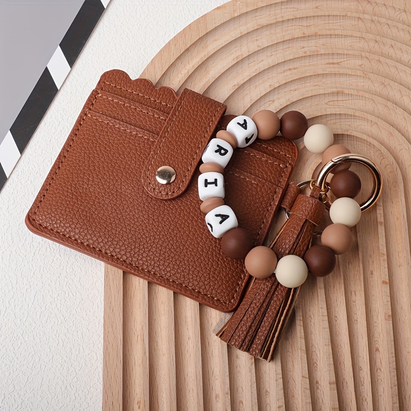 personalized pu leather keychain with silicone beads and tassel customizable with name or initials   school work or festive occasions details 40