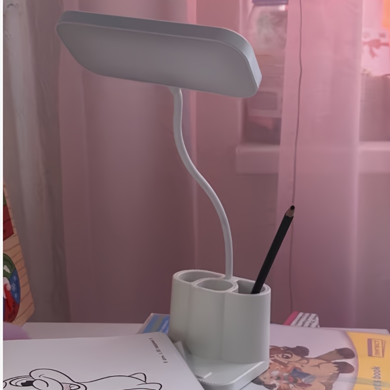 TEMU Led Eye-protection Desk Lamp, Bedroom Reading Lamp, Usb Charging, Touch Control, Phone Holder Design, Adjustable 3 Color Temperatures (light