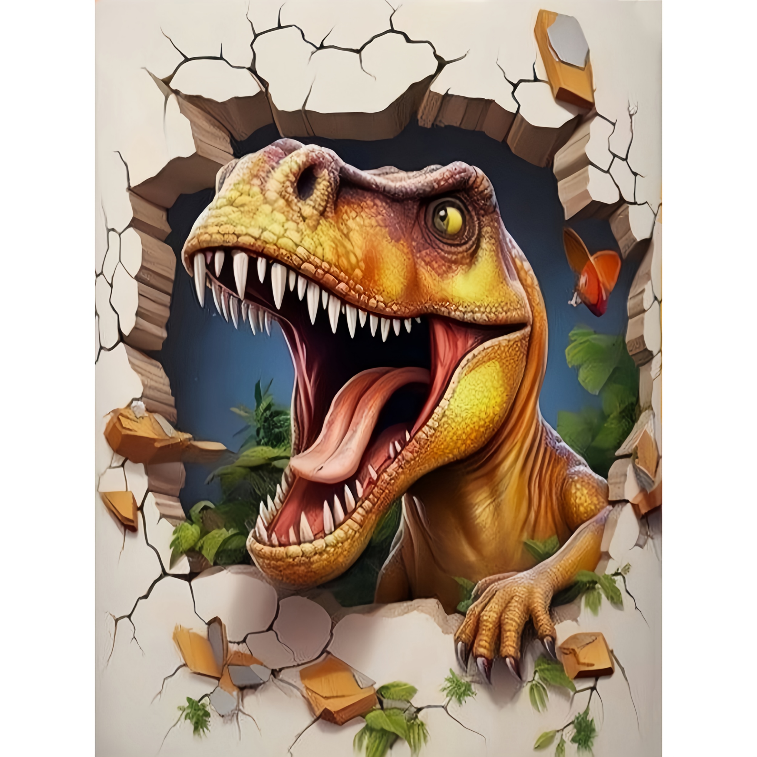 

1pc 5d Diamond Painting Kit - Dinosaur Design, Round Acrylic () Diamond Canvas - Animal Theme Wall Art Decor For Beginners And Adults