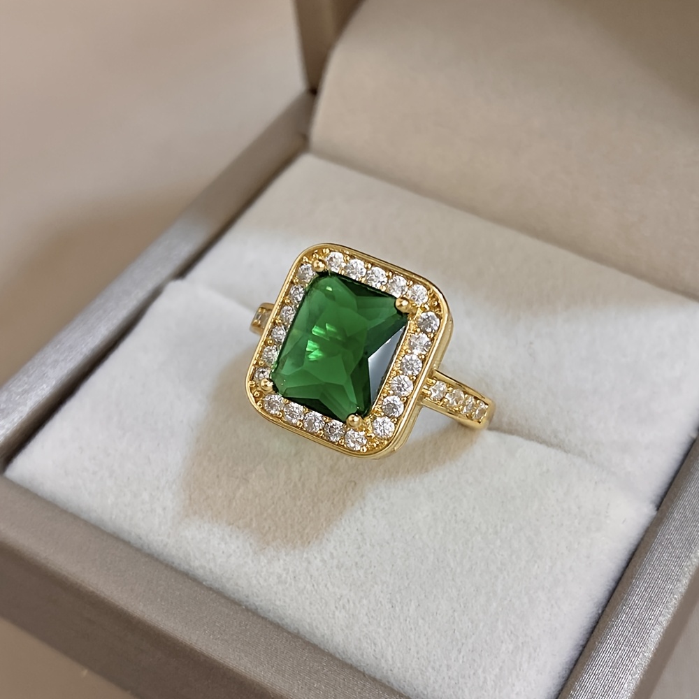 Women's 18K Golden-Plated Large Synthetic Zirconia Ring