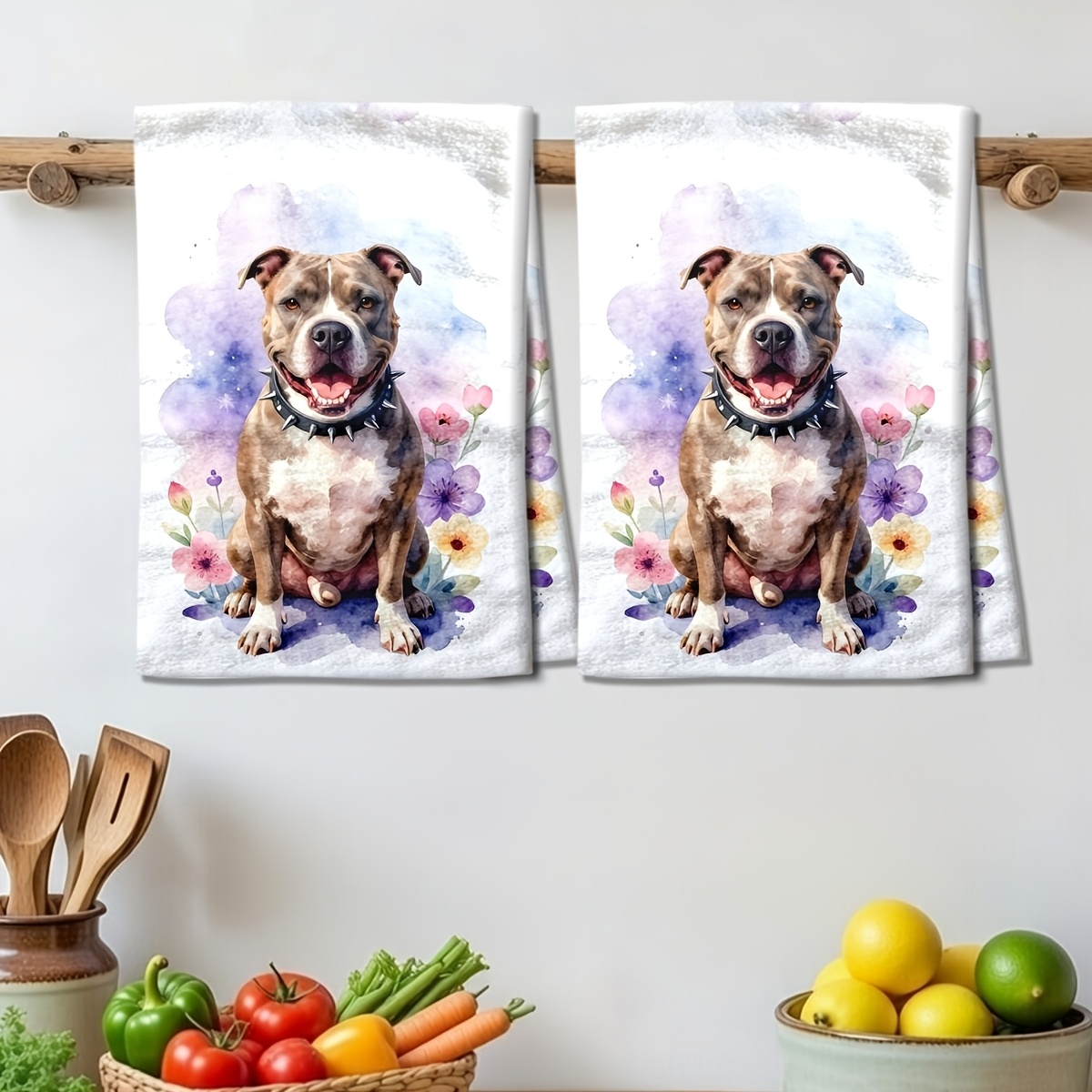 TEMU Cleaning Cloth 2pcs Kitchen Towel Pitbull Theme Kitchen Towel Cleaning Cloth Dish Towel Kitchen Towel Roll Cloth Bathroom Use Microfiber Hostess
