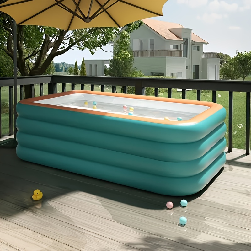 extra large 4 ring inflatable swimming pool for family parties durable pvc no power needed seats 4 9 people   with orange accents outdoor   fun weddings music festivals valentine s day inflatable pool event water activity     party games sturdy construction party hosts