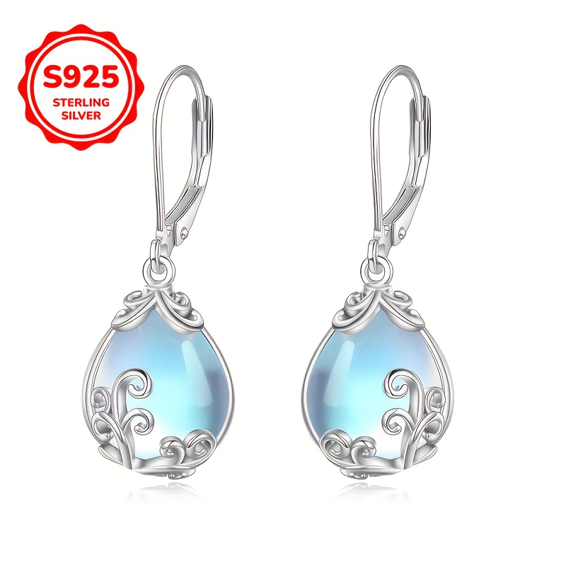 

1 Pair Elegant Teardrop Dangle Earrings, S925 Sterling Silver Plated, Hypoallergenic 3g, Women's Jewelry Gift For And