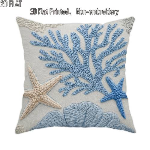 2d flat 1pc summer coastal beach throw pillow covers blue beige one sided printing for living room bedroom sofa bed decor without pillow inserts 2d flat