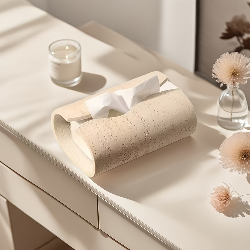 1pc handmade   tissue box holder dual compartment   decor for living room bedroom hotel indoor outdoor use no electricity needed bedroom accessory natural stone look sophisticated decor dualcompartment design     Product details 1