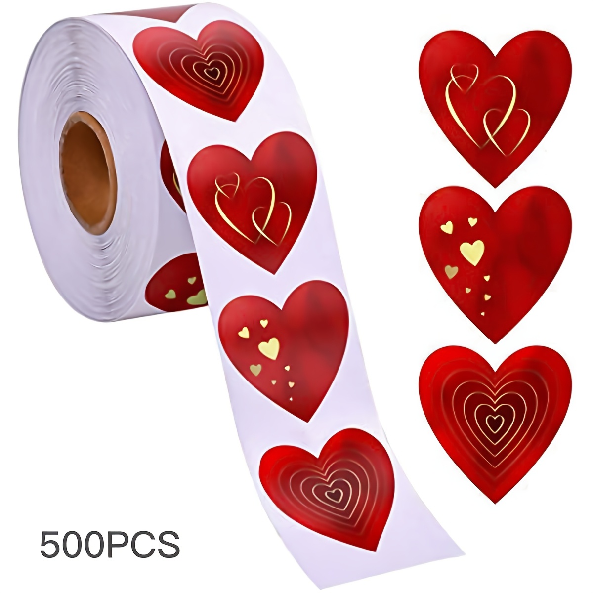 

500 Stickers/roll 3 Patterns Self-adhesive Stickers Valentine's Day Holiday Envelope Card Bouquet Gift Series Diy Decoration Pvc Non-adhesive Sticker Labels