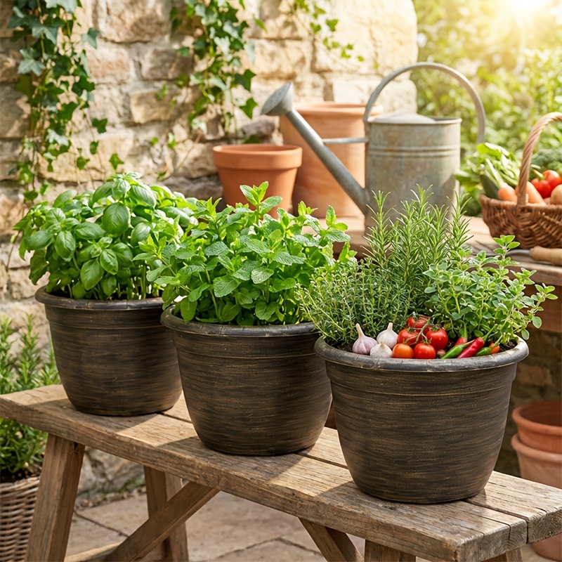 outdoor resin planters sold on Temu United States