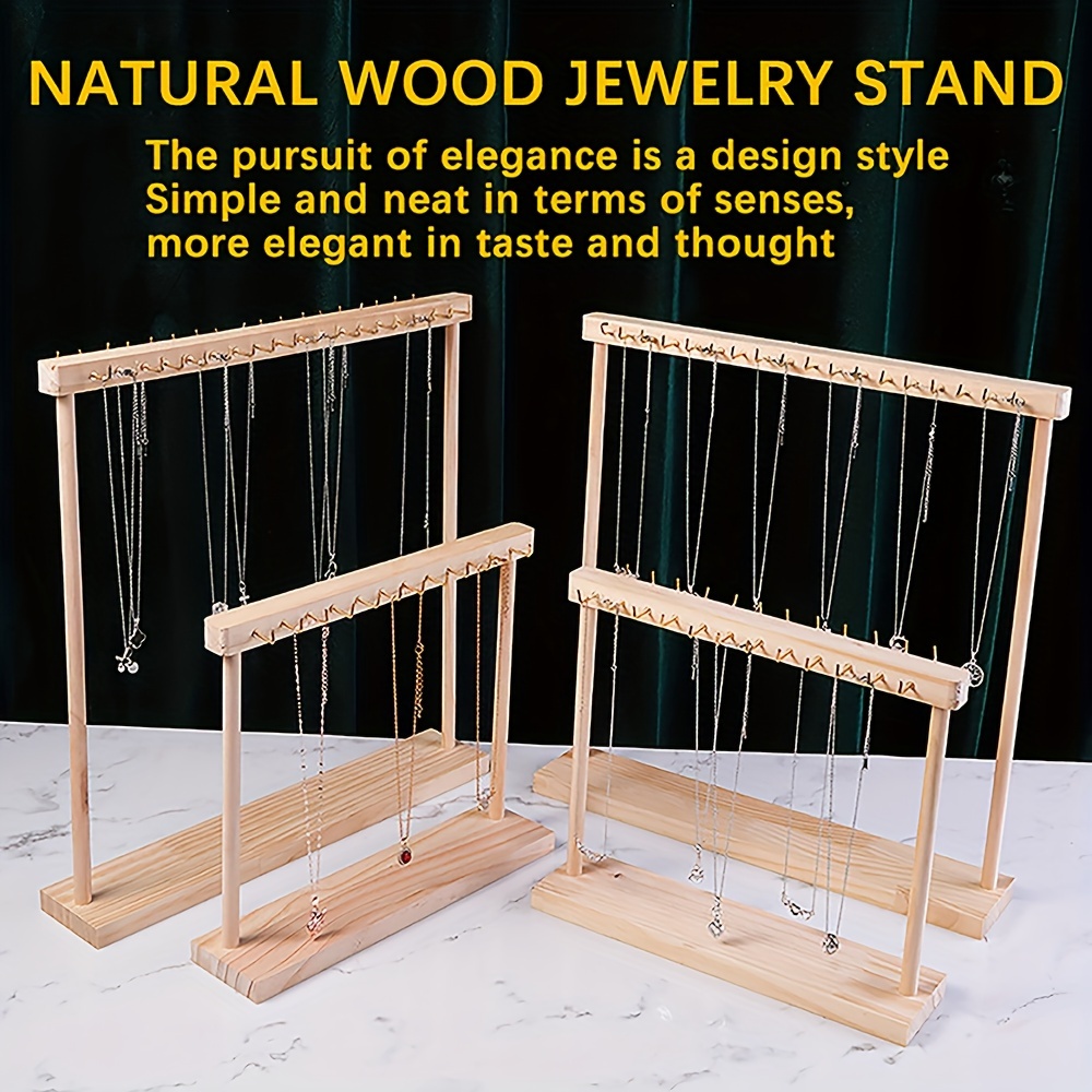 

Natural Wood Jewelry Tower Display Stand - Large, Elegant Double-sided Pendant Necklace Holder, Solid Necklace Organizer Stand For Home Decor, Ideal For Necklace Storage And Showcase - 1 Piece