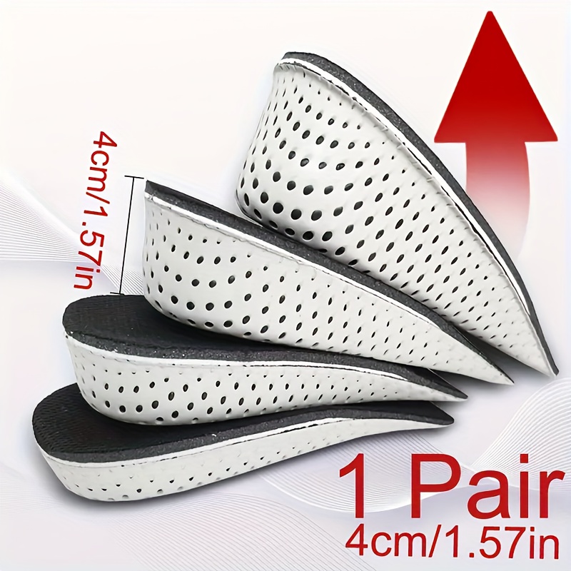 TEMU 1 Pair Breathable Memory Foam Height Increasing Insoles Invisible Height Increasing Heel Pads Shoe Insoles Height Increasing Insoles Unisex (4cm