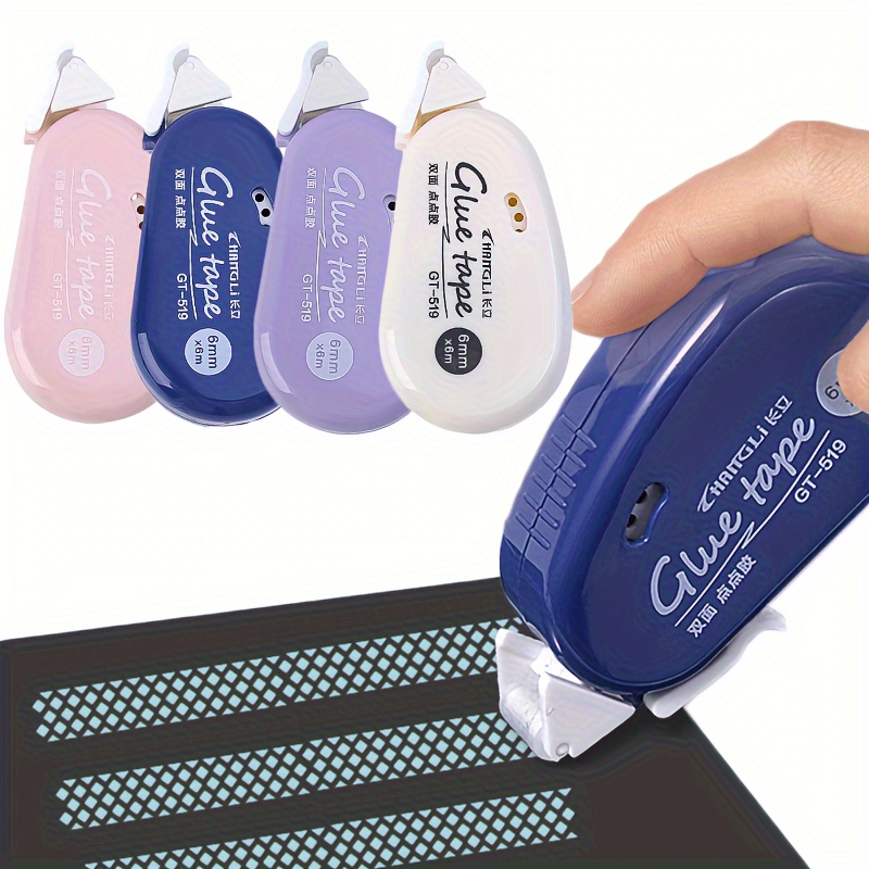 CURLING TAPE Double-Sided Adhesive Dots - 6.0meter x 0.6cm Easy Peel Roller Tape in Pink, Purple, Blue - Ideal for Scrapbooking, Collage & Photo Albums - Versatile for School, Office & Packaging Needs