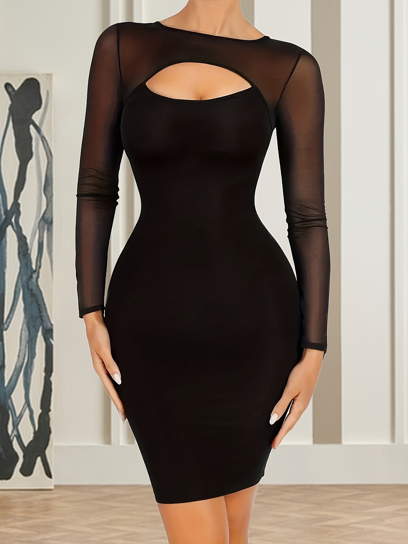  Black Dress With Sheer Sleeves