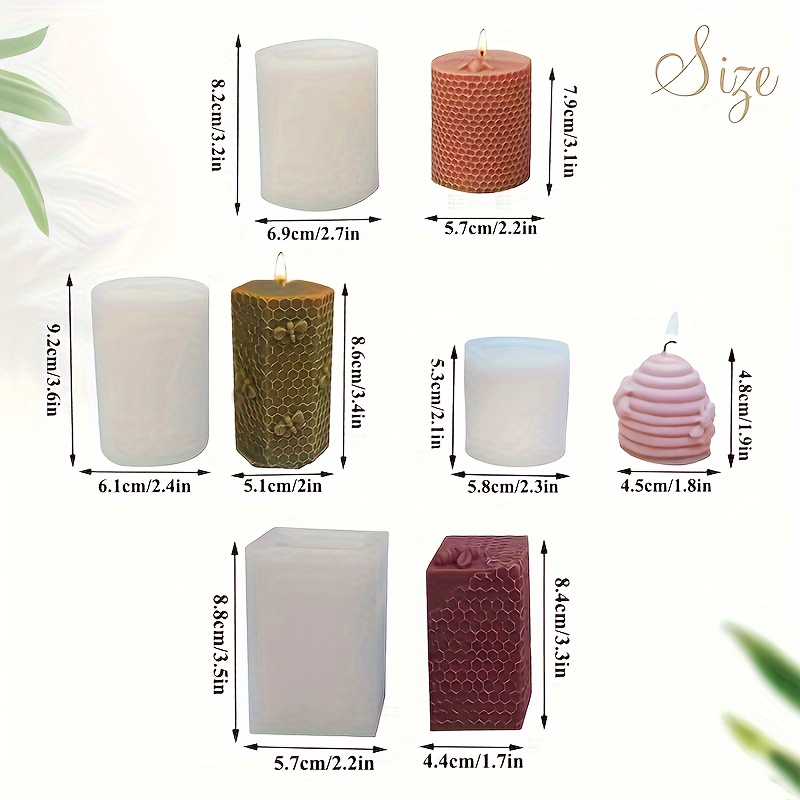 Image of Candle 4 Cylindrical Candle Molds Are Used For Candle Making, Resin Molds, Silicone 3d Candle Molds, Bee Honeycomb Candle Making Kits, For Home Decoration, Clay Diy Art Gifts
