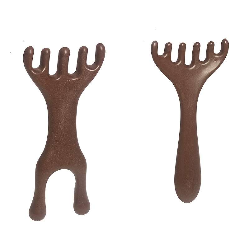 Image of 2pcs/ 3pcs Resin Scalp Massage Comb Set, Double-headed Resin Head Massager, Natural Horn Gua Sha Board, Relaxes Scalp Muscles, Suitable For Facial, Neck, And Full-body Acupressure Massage Tools