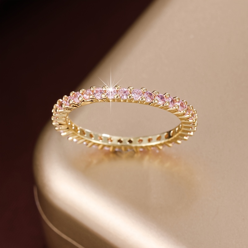 TEMU 1pc Geometric Single Row Minimalist Inlaid Synthetic Zirconia Women's Ring