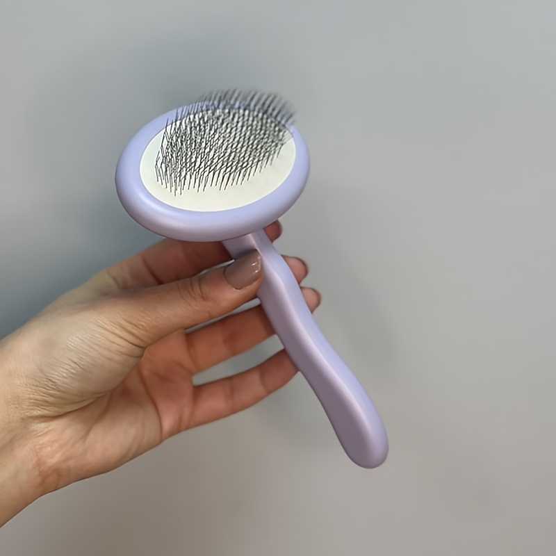 TEMU 1pc Dog Comb, Pet De-shedding Tool, Dog Hair Removal Brush, Stainless Steel Comb For Dogs, Grooming And Massaging Brush For Fur.