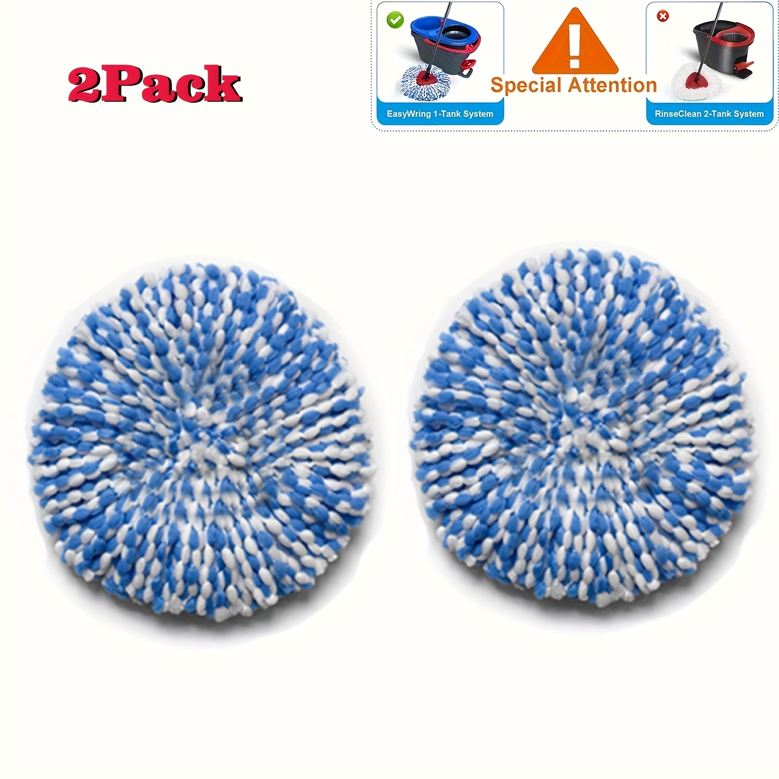TEMU 2pcs Replacement Mop Heads For Dual Bucket Spin Mop, 15 Hole Small Triangle Mop Heads, Replacement Accessories For Dual Bucket Spin Mop