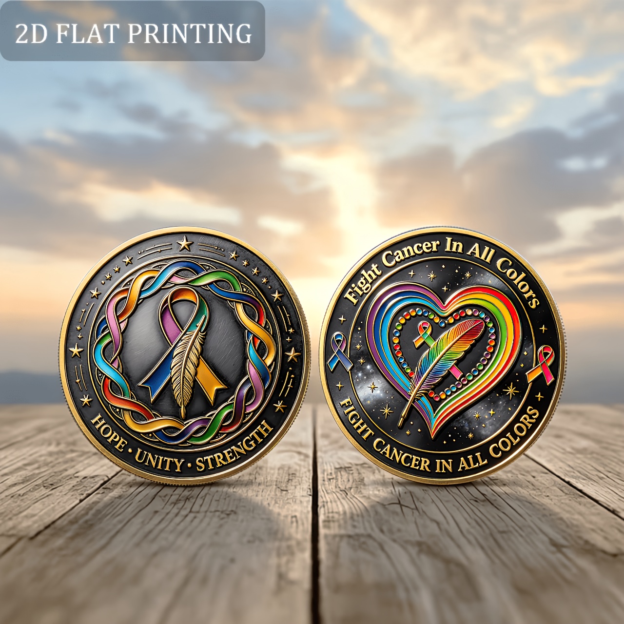TEMU 1 pièce de monnaie commémorative 2D en métal Strength / Breloque de soutien et d'encouragement / Pièce de / Pièce portable de 4 cm avec étui de