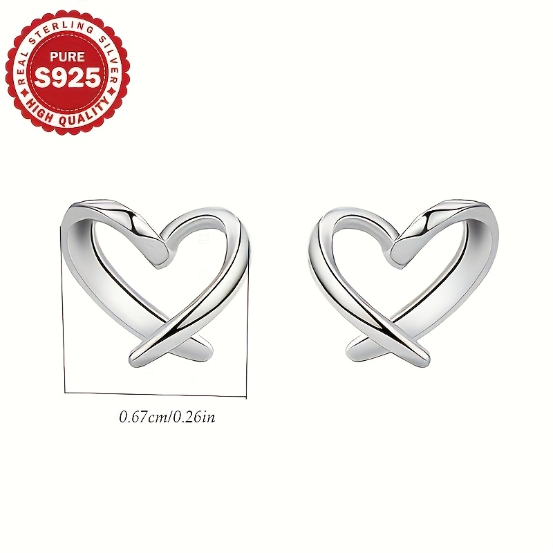 Women's S925 Silver Hollow-Out Heart Stud Earrings