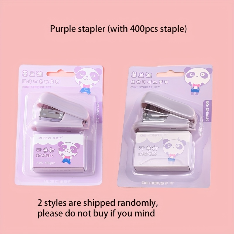 Mini Agrafeuse De Bureau - Lot De 2 Avec 800 Agrafes, Couleur Violet, Capacité 20 Feuilles - 10