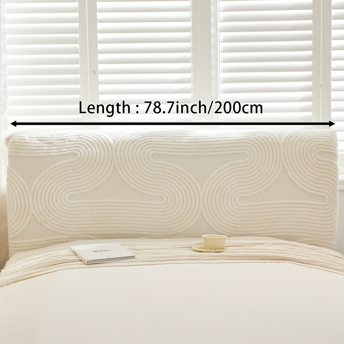 Image of 1pc Curved High-density Double-sided Soft Plush Cover, Plush Headboard Cover, Queen Size Bed Cover, Pet-friendly Dust-proof Furniture Protector, Easy To Clean, Winter Warm Cover
