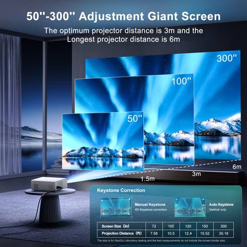 4 projector with wifi6 and bt5 2 native 1080p 4 auto focus keystone correction 650ansi compatible with laptop phone ps5 tv stick for gaming movies outdoor home use