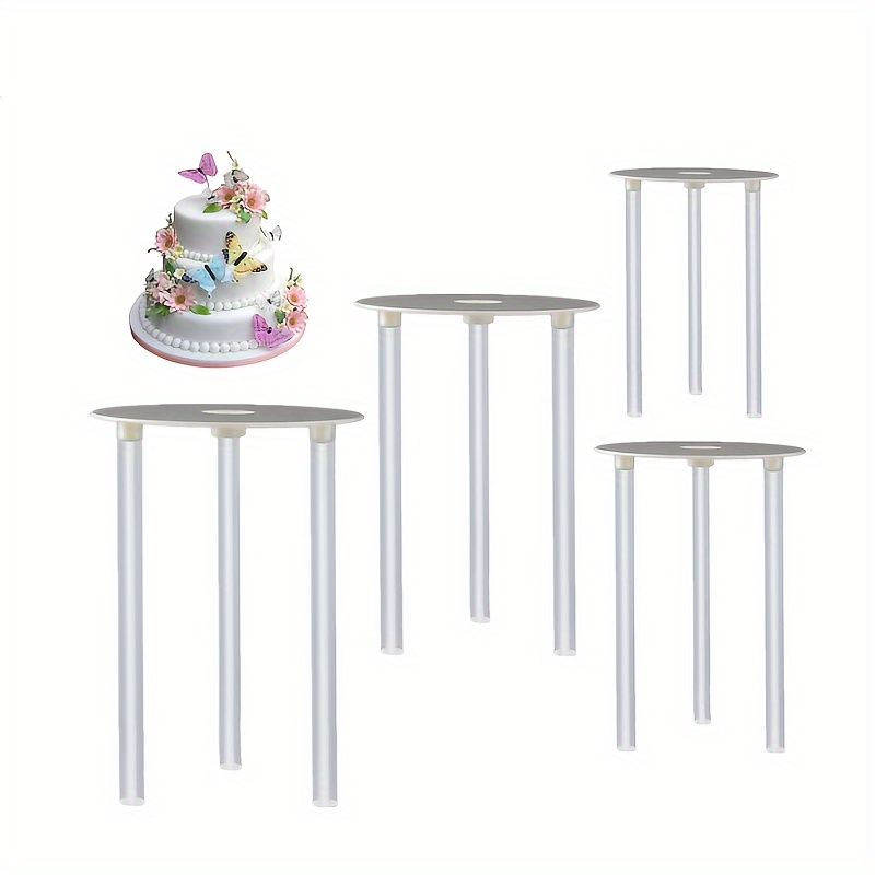 

16-piece Cake Layer Stand Set With 4 Reusable Plastic Cake Boards And 12 Dowels For Tiered Cake Construction - No-electricity Needed Multi-size Cake Stacking Support System
