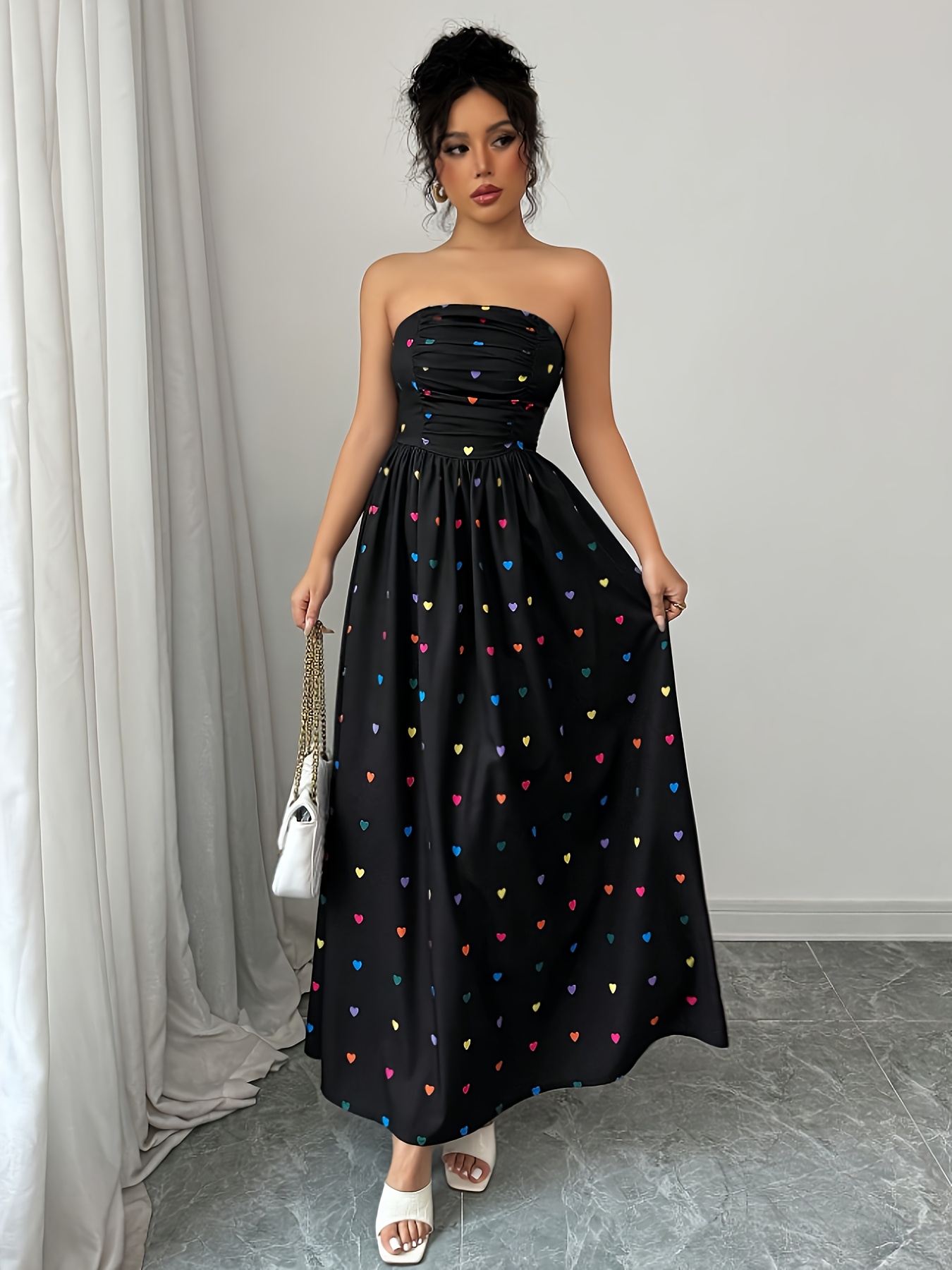 chinese dress ladies Elegant Off Shoulder Sweetheart Prom Dress, Black / S main image 0
