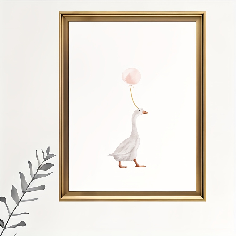 

Room Decor 1pc Minimalist Goose With Balloon Canvas Print, Modern Poster For Living Room, Bedroom, Christmas And Holiday Gift, Home Decor Ornament