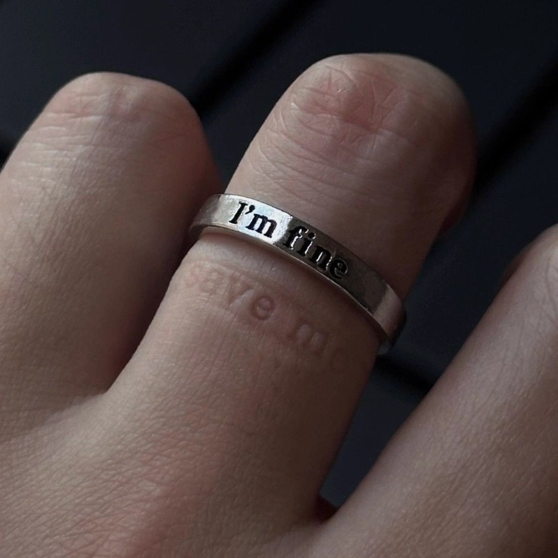 TEMU In The Darkest Moments, . ! Vintage Print Letter Ring - High-end, Versatile, And Classic